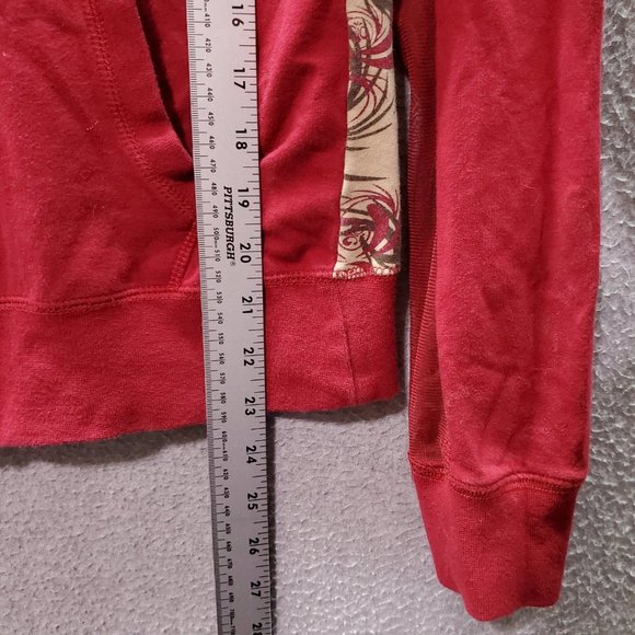 House Of Dereon Women Jacket‎ Medium Red Hooded Logo Embroidered Full Zip - Picture 3 of 9